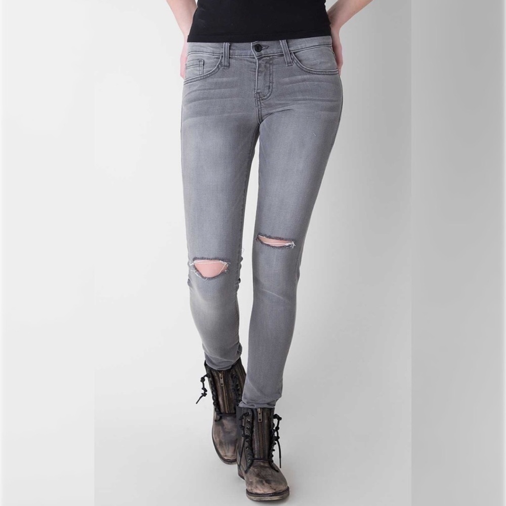 NWT Flying Monkey Grey Distressed Knee Platinum Skinny Jeans Size 29